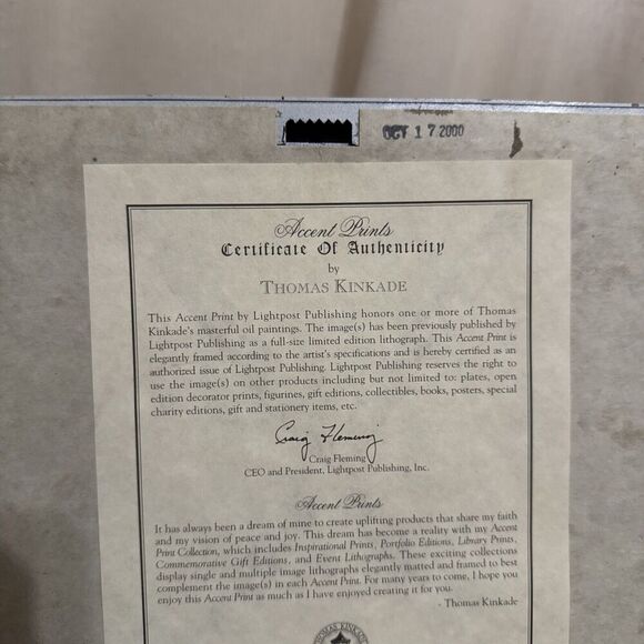 Thomas Kinkade Accent Silent Night 1999 Collectors Series COA 2000 Framed 9.5x11 - Picture 7 of 10